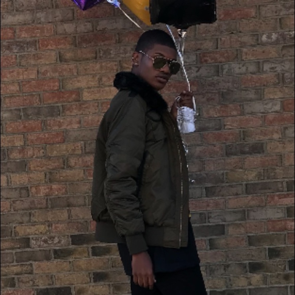 Army green bomber jacket with fur collar